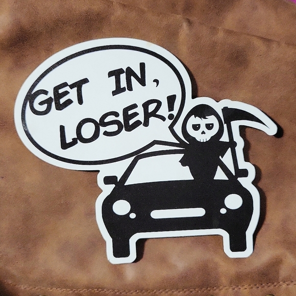 LARGE Magnet Fridge Art Deco 6" Hot Topic Goth Punk Grim Reaper Cadillac NEW - Picture 1 of 1